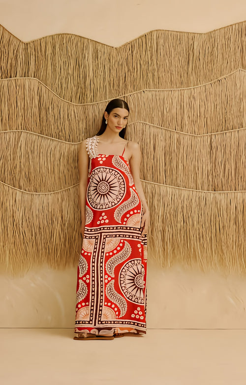 LONG DRESS W SHOULDER DETAIL