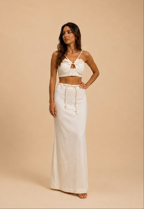 LONG SKIRT W ROPE BELT
