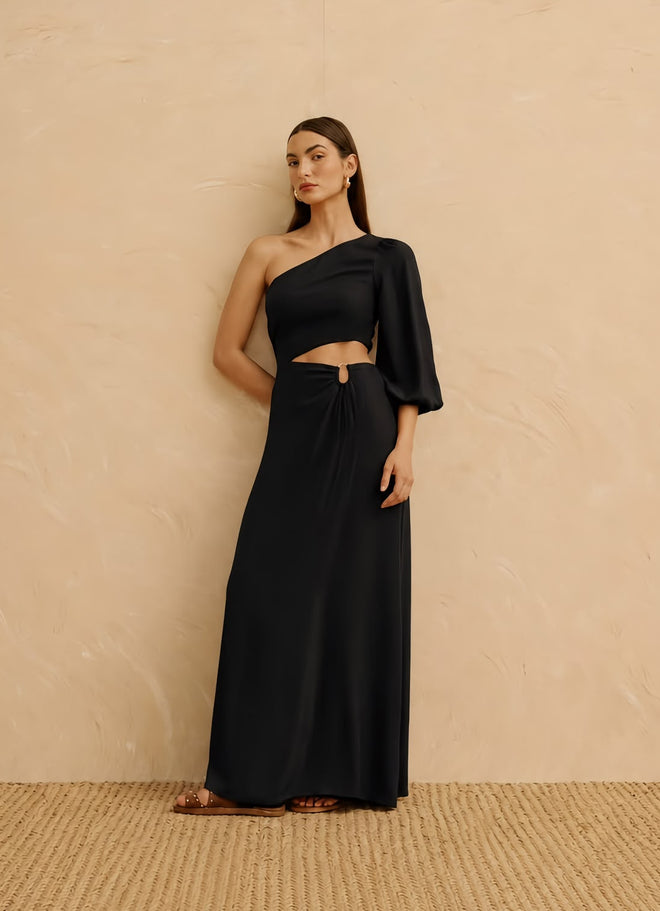 LONG DRESS W WAIST DETAIL