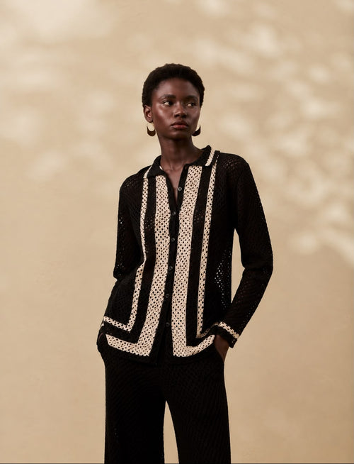STRIPED KNITTED FABRIC SHIRT