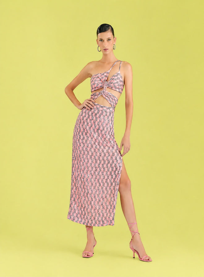 Vestido Corpo Vazado Paete