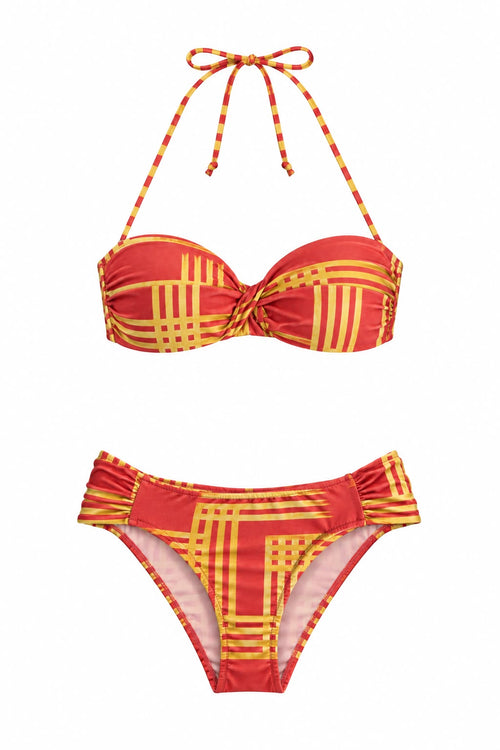 Graphic Bandeau Bikini - Yellow/orange