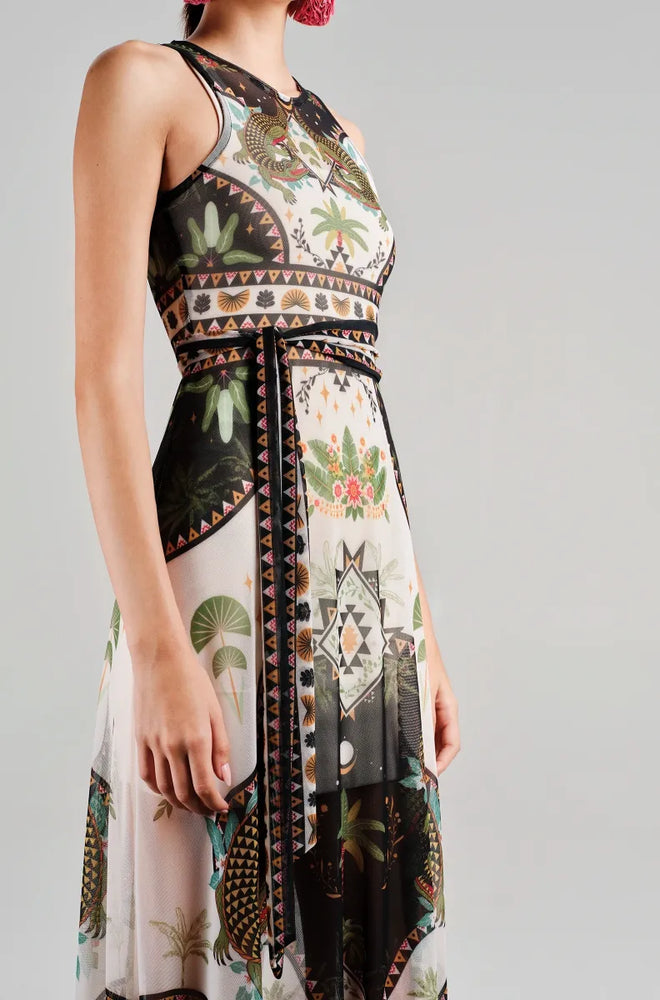 REPTILE LONG DRESS - Mesh