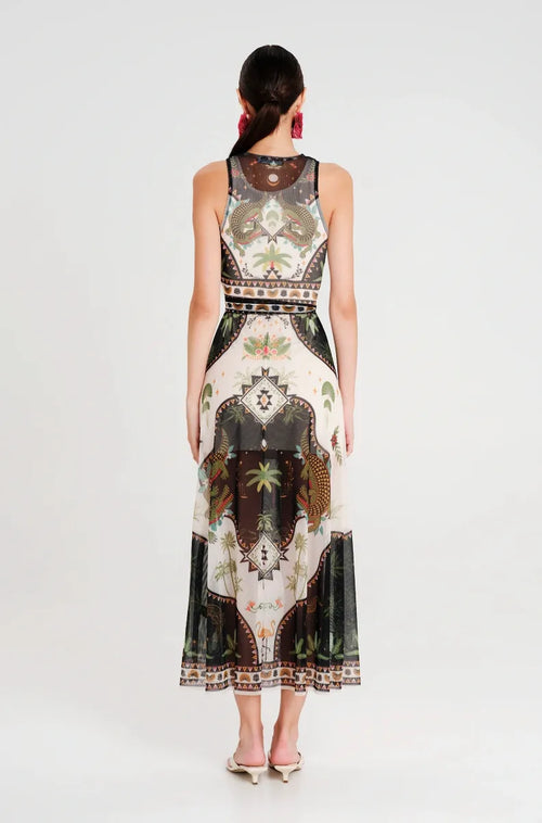 REPTILE LONG DRESS - Mesh