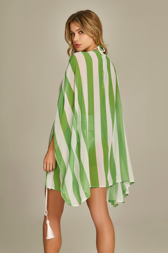 Malaga Kimono Green Stripes