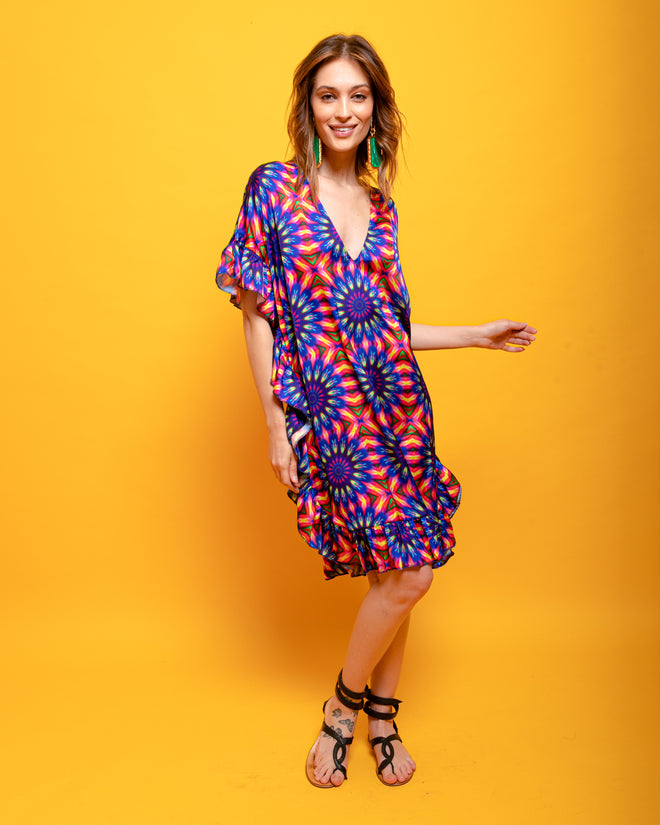 Short Dress Shiffon with Ruffles on the Bottom