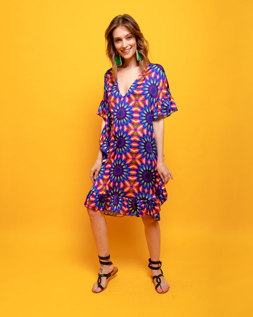 Short Dress Shiffon with Ruffles on the Bottom