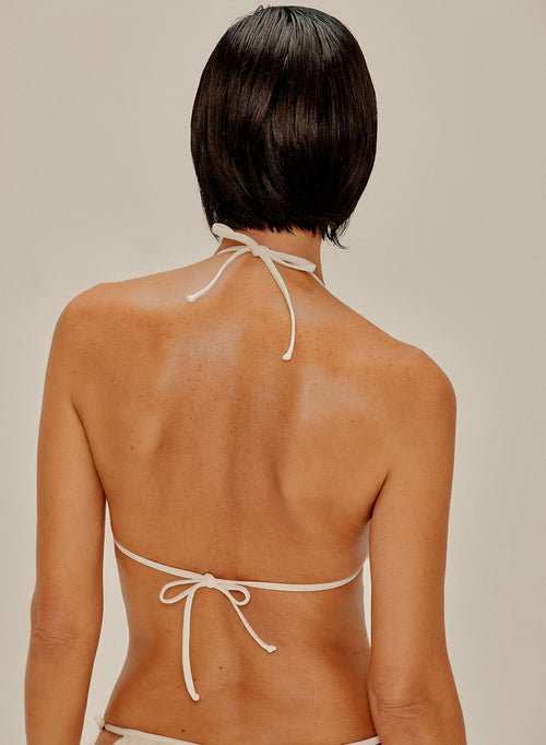 Tie Side Bikini Fringes Off White